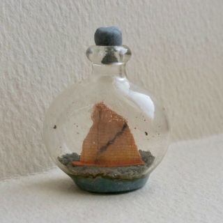 Vintage 1930s Dollhouse Miniature Ship In Bottle