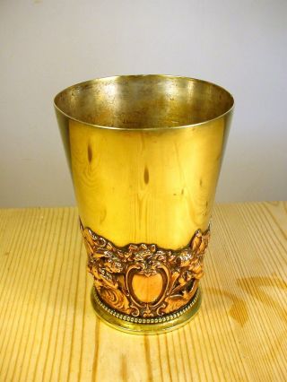 Antique Late 19th C.  Brass & Copper Cherubs Beaker - Henry Bourne