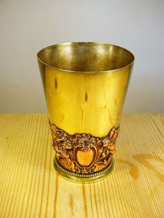 Antique Late 19th C.  Brass & Copper Cherubs Beaker - Henry Bourne 2