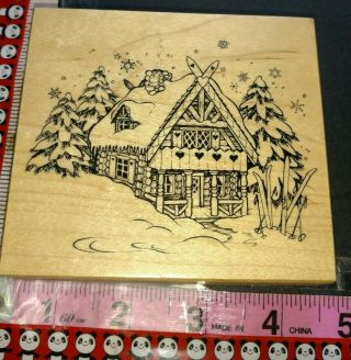 Psx,  Winter Ski Lodge,  K 2410 Rare,  118,  Wooden,  Rubber,  Stamp