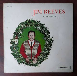 Rare Jim Reeves In Christmas Vinyl 7 " 45 Ep Unique White Label Hardly Seen