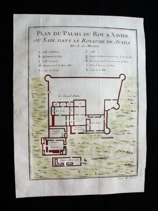 1754 Bellin: Rare Map Africa Western,  Benin,  Plane Of The Palace Of King In Sabi