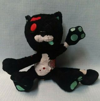 Rare Black Mezco Creepy Cuddlers Zombie Cat Plush Mega Death Mittens Size 6”