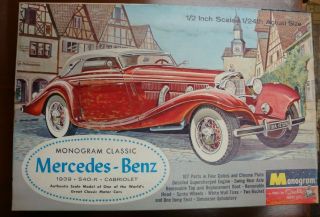 1963 Monogram 1939 Mercedes - Benz 540 - K Cabriolet Model Kit Pc87 - 298 ½ " Scale