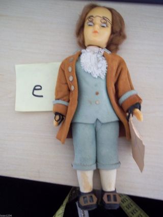 Vintage Tagged Carlson Benjamin Ben Franklin Plastic Doll 8121 Usa Made 7.  5 " T