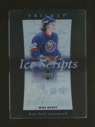 2005 - 06 Ud Trilogy Ice Scripts Auto Mike Bossy Islanders Hof Rare Sp