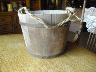 Vintage Old Wood Wooden Bucket