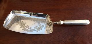 Antique European Silver Plated Crumb Tray With Solid Silver Handle