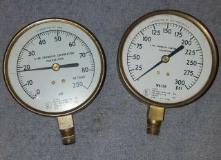 Antique Vintage Brass Water Air Pressure Gauge Star Fire Sprinkler Philadelphia