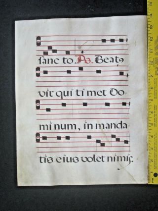 Large Medieval Music Manuscript Leaf On Vellum,  Handptd.  Initials,  Ca.  1550