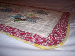 Vintage Antique Baby or Doll Stars Hand Quilt Multi Feed Sack Patchwork 23 x 18 2