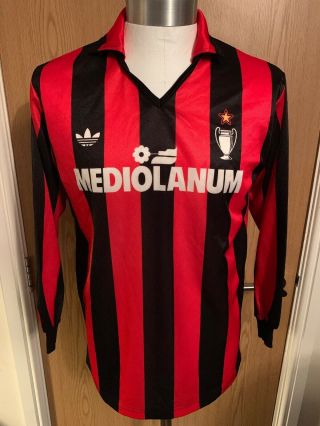 Rare Ac Milan 1991 Long Sleeved Home Football Shirt Jersey Maillot Size S