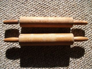 2 Vintage Antique Hardwood Rolling Pins 16.  5 "