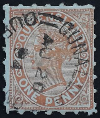 Rare 1882 Queensland Australia 1d Vermilion 2nd S/f Stamp Unlisted Roulette
