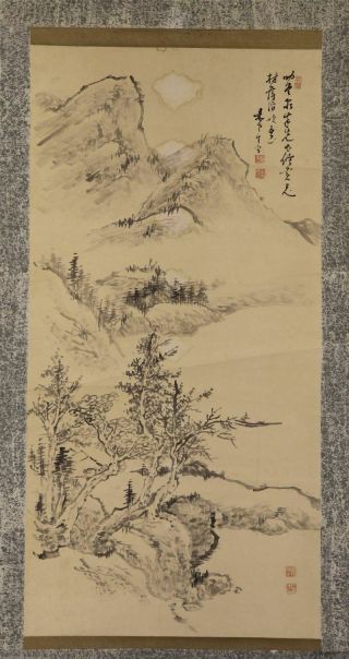 Japanese Hanging Scroll Art Painting Sansui Landscape Kodama Katei E9065