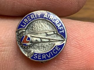 Liberty Aircraft Service Sterling Silver Vintage Rare Service Award Pin.