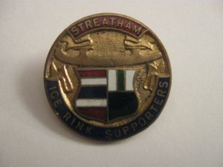 Rare Old Streatham Ice Hockey Club Ice Rink Supporters Enamel Brooch Pin Badge