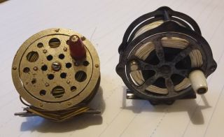 2 Vintage Antique Fly Reels Each Made In The Usa 2 1/2 " Diameter