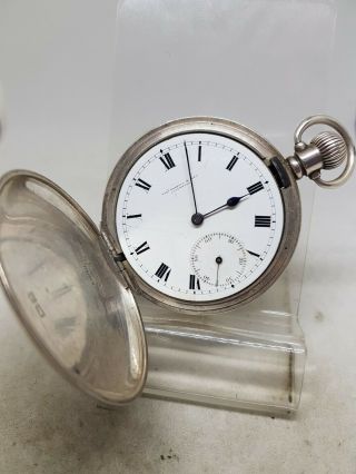 Antique Solid Silver Gents Full Hunter Thos Russell Pocket Watch 1917 Ref864