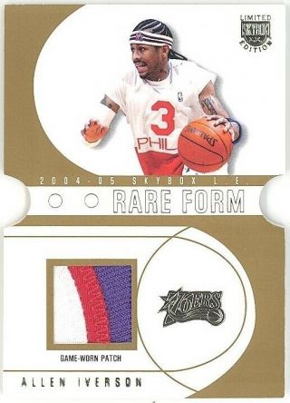 Allen Iverson - 04 - 05 Nba Fleer Skybox Le Rare Form Game Worn Jersey Patch Card