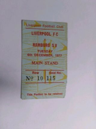 Liverpool Fc V Hamburg Match Ticket And Rare