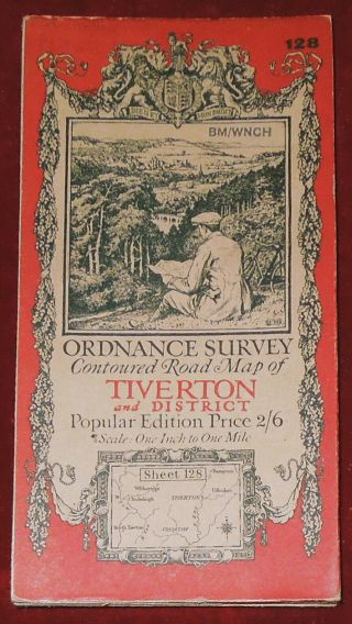 Ordnance Survey 1 " Linen Backed Popular Edition Map Of Tiverton - 1918