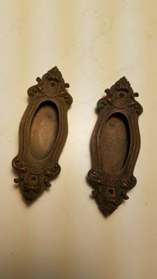 Antique Bronze Ornate Pocket Door Pulls,  Yale & Towne