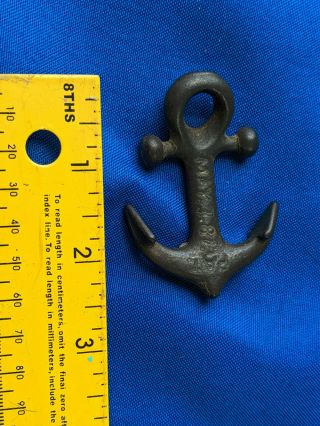 Antique Fishing Sinker Weight Cast Iron Miniature Anchor Marked Pat May 3 81