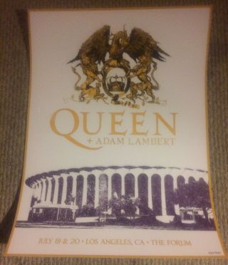 Queen,  Adam Lambert Poster 2019 Los Angeles Forum 92/350 Lithograph Rare