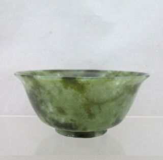 Small Spinach Green Jade Bowl 7.  5cm Dia,  3.  5cm High,  Age Unknown,  Chinese?
