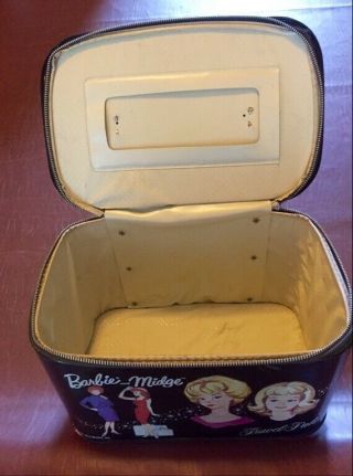 Vintage 1963 Mattel Barbie & Midge Travel Pals Black Zipper Doll Case 2