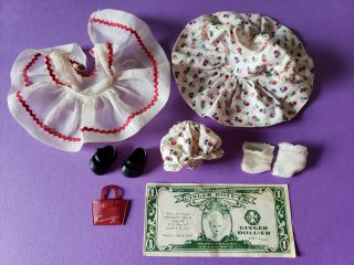 Vintage Ginger Tagged Dress And Pinafore Set For 8 " Dolls Ginny,  Muffie