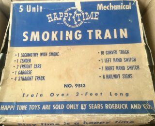 Rare Marx 9513 Windup Marlines Happi Time Mechanical Smoking Train Set W/box