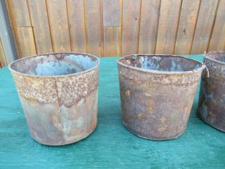 Vintage 3 Maple Syrup OLD Tin Sap Pail Buckets Planters 6 