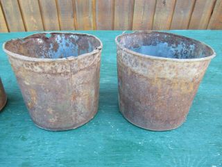 Vintage 3 Maple Syrup OLD Tin Sap Pail Buckets Planters 6 
