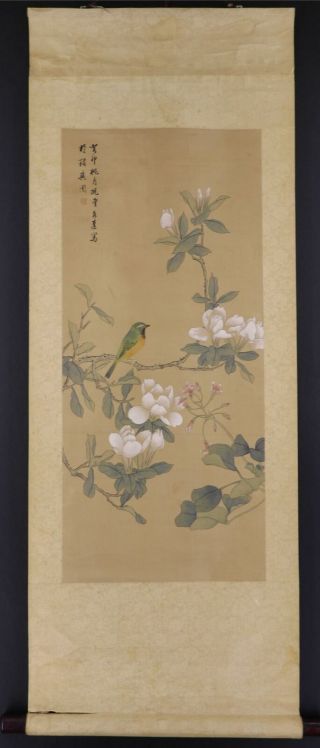 Chinese Hanging Scroll Art Painting " Bird And Flower " E8953