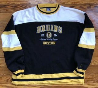 Vintage 1990’s Pro Player Boston Bruins Crewneck Sweatshirt Xxl 2xl Rare Stanley