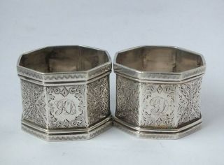 Pretty Matching Victorian Sterling Silver Napkin Rings 1893/95/ H 3.  3cm