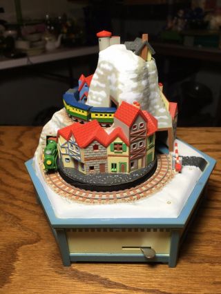 Rare Enesco 2 Trains Multi - Action 1981 Music Box Plays Its A Small World