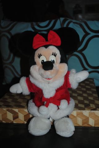 Vintage Disney World Christmas Minnie Mouse Mrs.  Claus Plush Doll 1984 12 " Rare