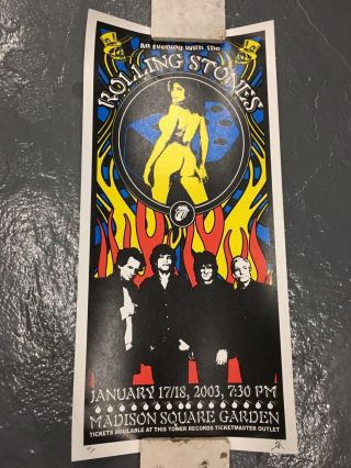 Rolling Stones Rare Silk Screen Concert Poster 2003 Madison Square Garden S/n