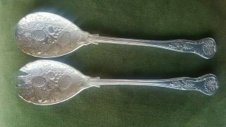 Vintage Epns Kings Pattern - 2 Silver Plated Repousse Salad Berry Trifle Servers