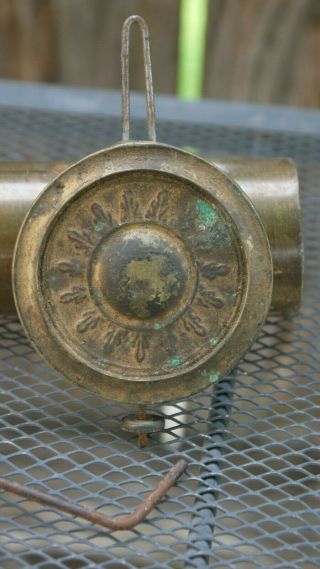 Antique Early Period Bulls Eye American Fancy Shelf Clock Pendulum & Crank Key