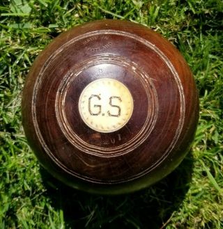 Lignum Vitae Lawn Bowl Wooden Ball,  By Thomas Taylor,  Glasgow,  Nos 3,  C1910