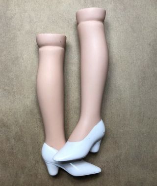Vtg Porcelain Large Doll Legs 5” Molded Shoes Painted White Pumps Heels Shoes