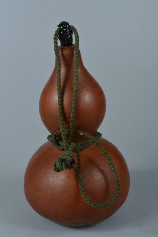 M1750: Japanese Old Wooden Gourd Water Bottle Lucky Items Samurai