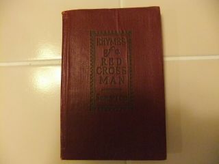 Rhymes Of A Red Cross Man By Robert W.  Service 1916 Antique Leather Covered Book