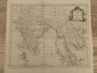 1773 India & Southeast Asia Large Antique Map By Thomas Kitchin 246 Years Old