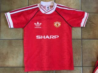 Vintage Rare Manchester United 1990 - 92 Home Football Shirt - Adidas 26 - 28 "