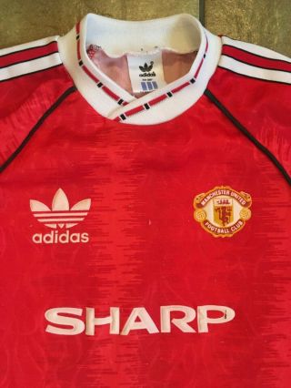 Vintage Rare Manchester United 1990 - 92 Home Football Shirt - Adidas 26 - 28 
